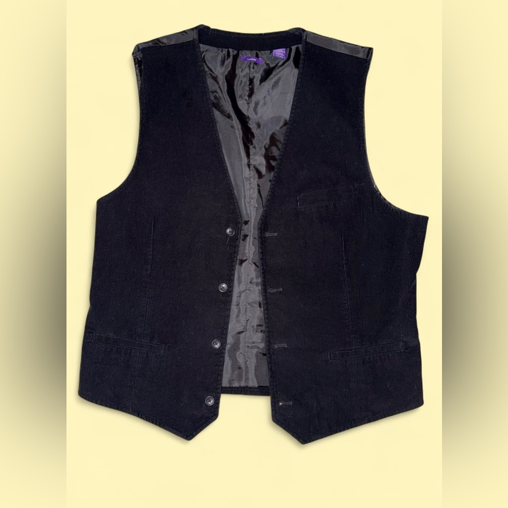 American Rag Black Corduroy Button-Front Vest